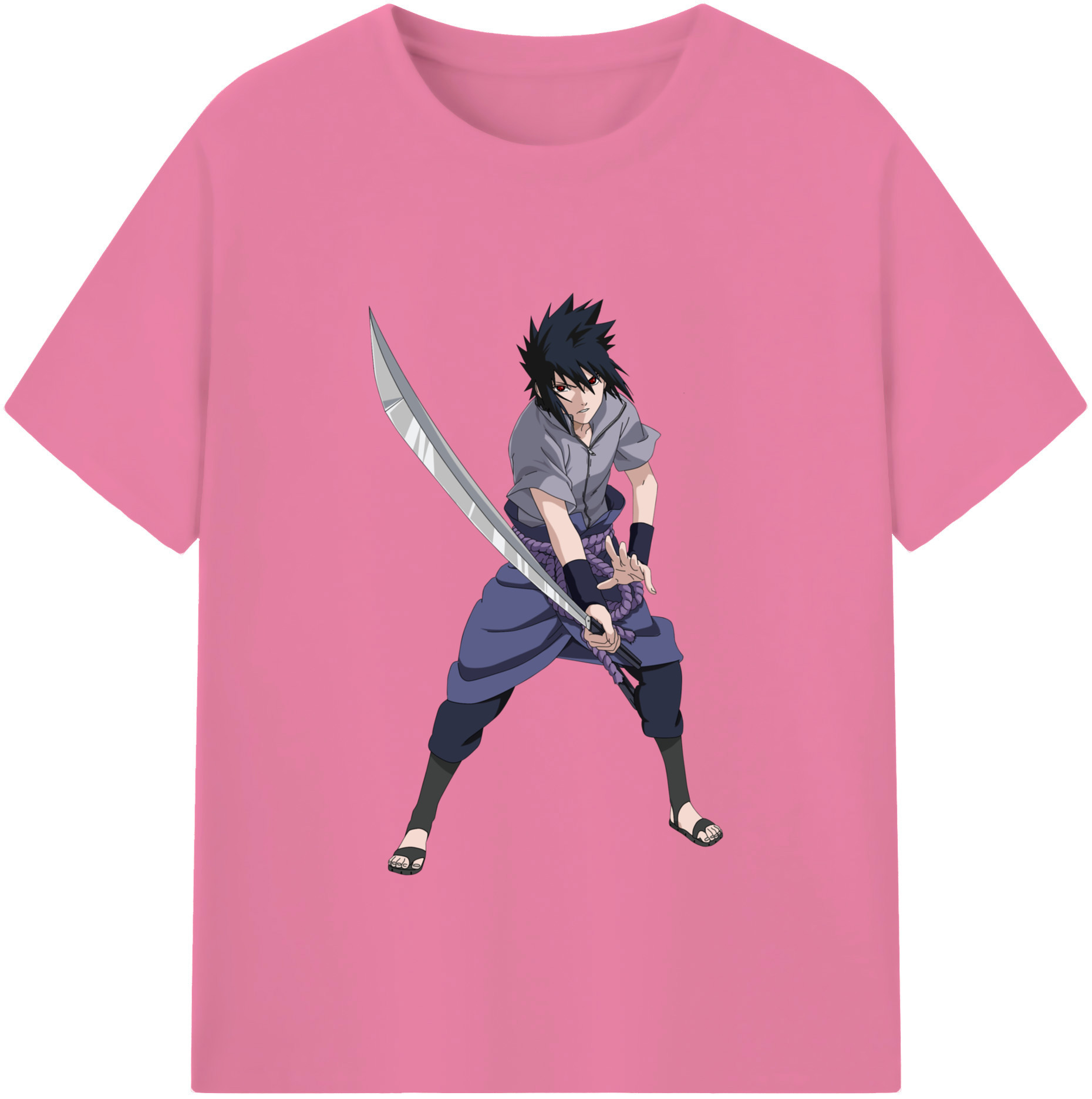 （画像用） NARUTO -ナルト- うちは サスケ Uchiha Sasuke 綿100％半袖Tシャツ（フロントプリント）